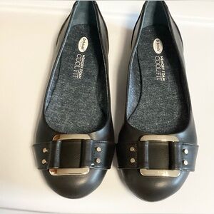 DR Scholl’s Woman’s Memory Foam Flat Shoes Black Size 8 Wide New